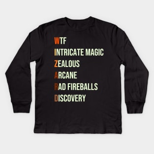 Wizard Mage Class RPG Roleplaying Dungeon Sorcerer Meme Gift Kids Long Sleeve T-Shirt